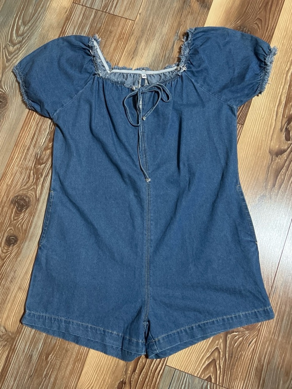 Women’s Denim Short Sleeve Romper - Blue